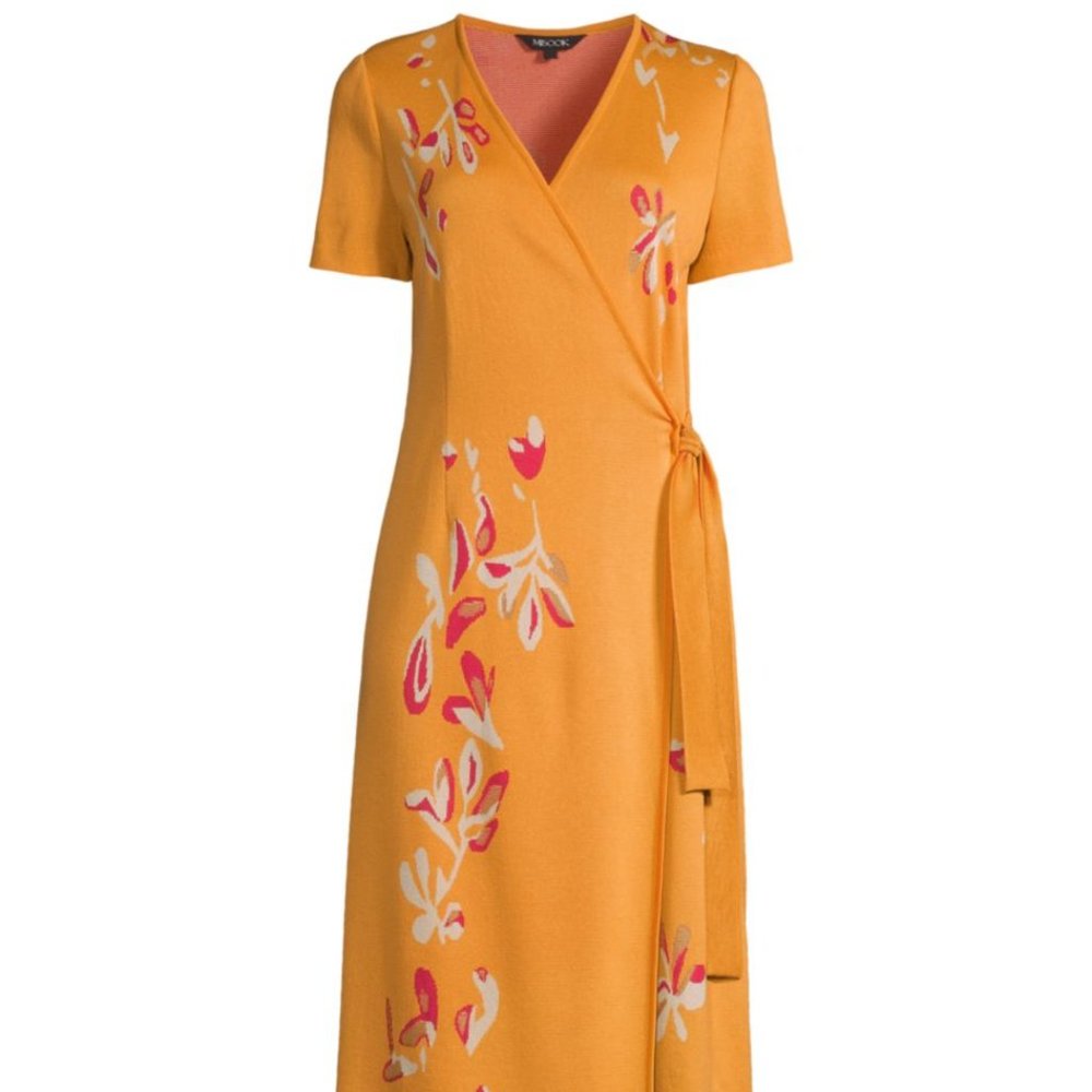 💙Misook Floral Embroidery Wrap Knit Dress
